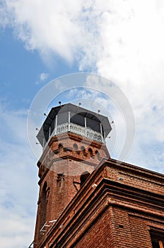 Red brick minaret of Jumah Islamic Central Muslim mosque Tbilisi Georgia photo