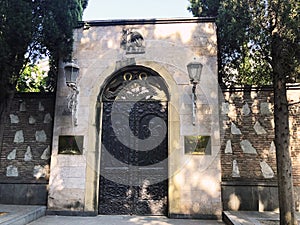 TBILISI, GEORGIA - OCTOBER 07, 2018: Entrance gate of the Patriarchate of Georgia in Tbilisi, Georgia