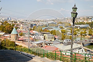 Tbilisi, Georgia - October 21, 2019: Top view on the old part of the city Tbilisi in Georgia in a day