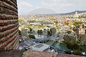 Tbilisi, Georgia - October 21, 2019: Top view on the old part of the city Tbilisi in Georgia in a day