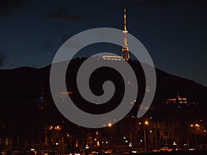 Tbilisi TV Broadcasting Tower in the dusk hour (Georgia)