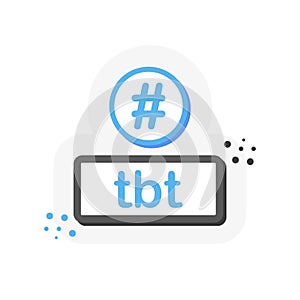 Tbt hashtag thursday throwback symbol message illustration chat. 3D flat banner. Vector. photo