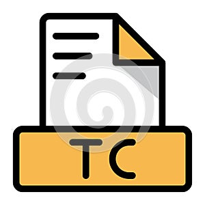 Tc file icon colorful style design. document format text file icons, Extension, type data, vector illustration