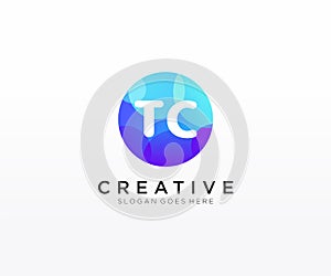 TC initial logo With Colorful Circle template vector