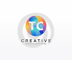 TC initial logo With Colorful Circle template vector