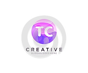 TC initial logo With Colorful Circle template vector