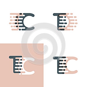 TC letters logo with accent speed pink and gray