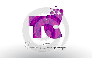 TC T C Dots Letter Logo with Purple Bubbles Texture. photo