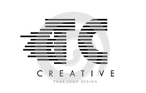 TC T C Zebra Letter Logo Design with Black and White Stripes