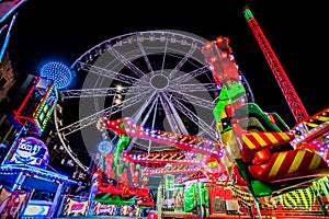 THRILL RIDES WITH COLORFUL LIGHTS