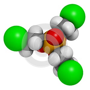 TCEP [tris2-chloroethyl phosphate] molecule. Used as flame retardant and plasticizer in production of polymers. Suspected to.