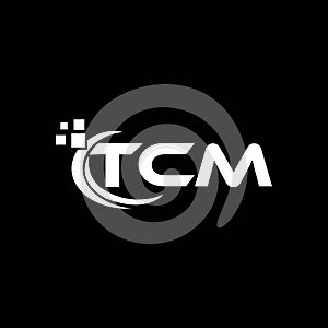 TCM letter logo design on black background. TCM creative initials letter logo concept. TCM letter design photo