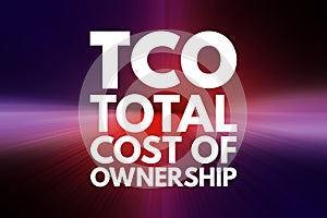 TCO - Total Cost of Ownership acronym, business concept background