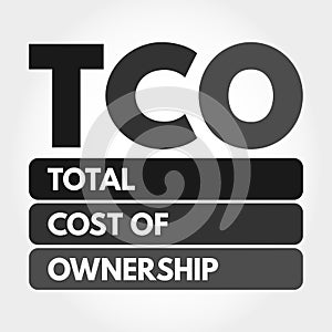 TCO - Total Cost of Ownership acronym concept photo
