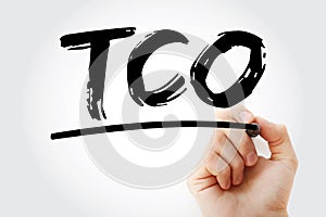 TCO - Total Cost of Ownership acronym with marker, business concept background photo