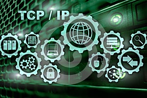 Tcp/ip networking. Transmission Control Protocol. Internet Technology concept.