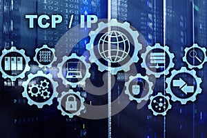 Tcp/ip networking. Transmission Control Protocol. Internet Technology concept.