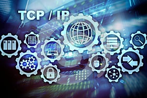 Tcp/ip networking. Transmission Control Protocol. Internet Technology concept.