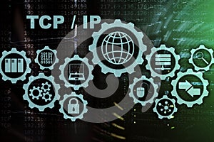 Tcp ip networking. Transmission Control Protocol. Internet Technology concept