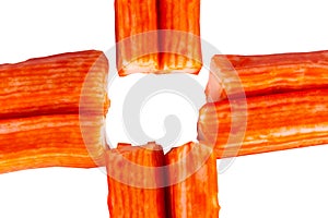 Tcrab sticks isolated on white background