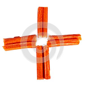 Tcrab sticks isolated on white background