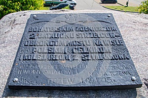 Tczew, Poland - June 18, 2017: Memorial for memorize Soldiers defending the bridge during the Second World War.