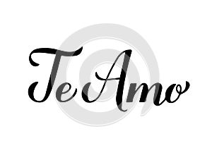 Te Amo calligraphy hand lettering. I Love You inscription in Spanish. Valentines day typography poster. Vector template for banner