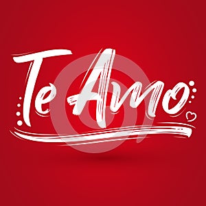 Te Amo, I love you spanish text, vector lettering design photo