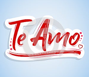 Te Amo, I love you spanish text, vector lettering design photo