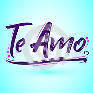 Te Amo, I love you spanish text, vector lettering design photo