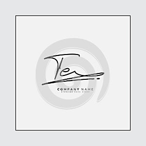 TE Initial Logo in Signature Style for Photography and Fashion Business - Hand Drawn Signature Logo Vector