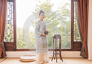 Tea art specialist Bamboo window-China tea ceremony photo