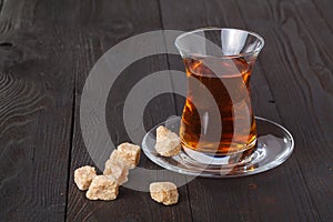 Tea in Azerbaijani traditional armudu pear-shaped glass