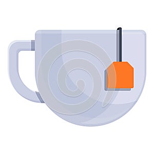 Tea bag cup icon, cartoon style