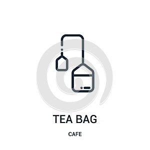 tea bag icon vector from cafe collection. Thin line tea bag outline icon vector illustration. Linear symbol