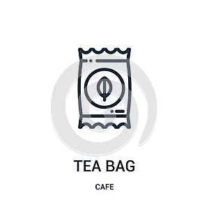 tea bag icon vector from cafe collection. Thin line tea bag outline icon vector illustration. Linear symbol