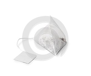 Tea bag on white background