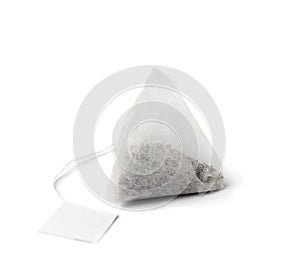 Tea bag on white background