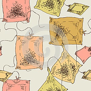 Tea bags and tea piramyds pattern