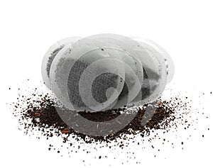 Tea bags on white background