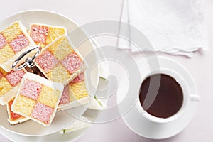 Tea and Battenberg Cake