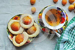 Tea and biscuits with apricot