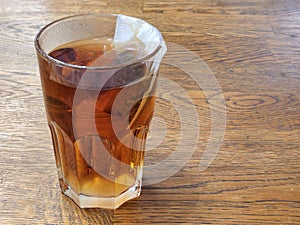 Tea. Black tea brewed in a glass. Hot brewed tea