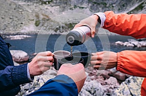 Tea break during the High Tatras trekking in Slovakia