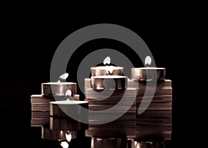 Tea Candles on Wood Blocks