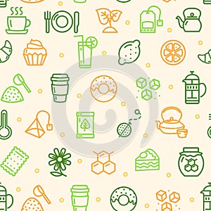 Tea Ceremony Seamless Pattern Background. Vector