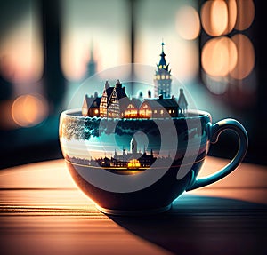 Tea Cityscape: A Magical World within a Cup.