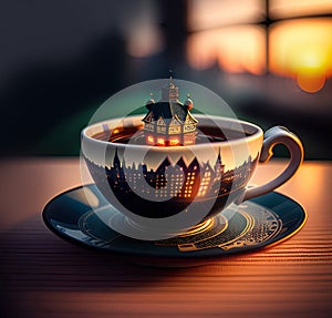 Tea Cityscape: A Magical World within a Cup.