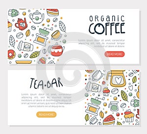 Tea and Coffee Bar Advertising Landing Page Vector Template