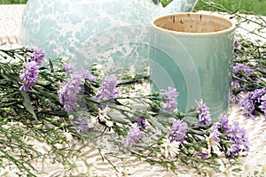 Tea or coffee mug with flowers